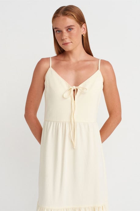 Ärmelloses A-Linien-Maxikleid mit Bindeband vorne - Image 3
