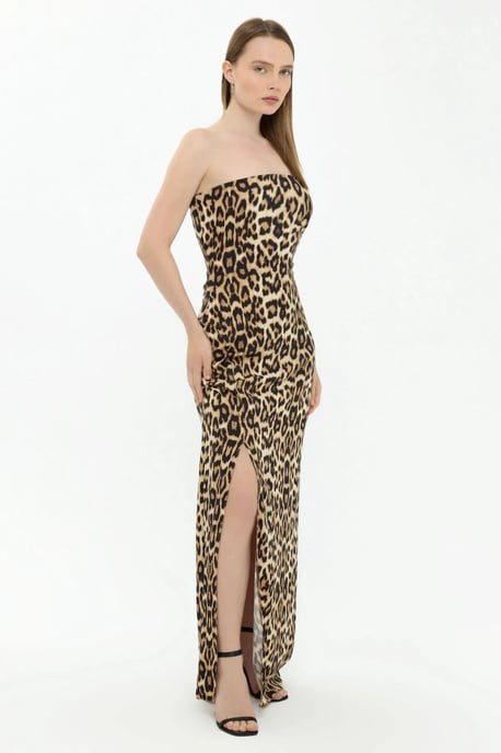 Tiermuster Trägerloses Maxikleid - Image 1