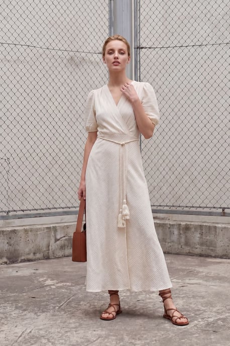 Geknotetes V-Ausschnitt Maxi-Wickelkleid - Image 2