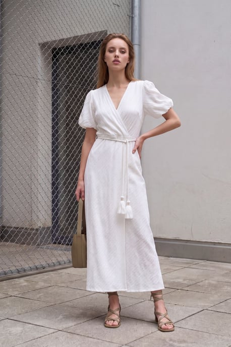 Gürtel-V-Ausschnitt Maxikleid mit Wickeldesign - Image 2