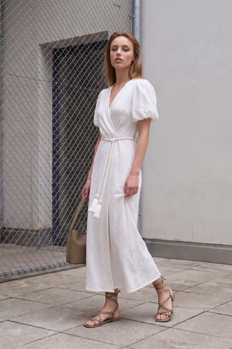 Gürtel-V-Ausschnitt Maxikleid mit Wickeldesign - Image 3