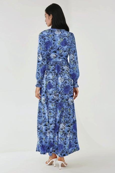 Blumendruck Langarm-Maxikleid mit Gürtel - Image 6