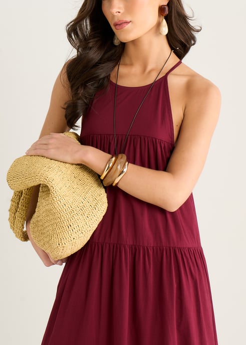 Maxi-Trapezkleid mit Stufenrock und Neckholder von Mulberry - Image 2