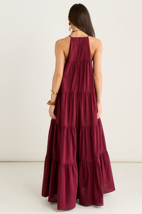 Maxi-Trapezkleid mit Stufenrock und Neckholder von Mulberry - Image 4