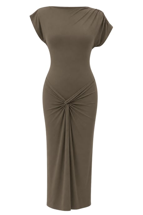 Bodycon Maxi Strickkleid mit Bootsausschnitt - Image 1