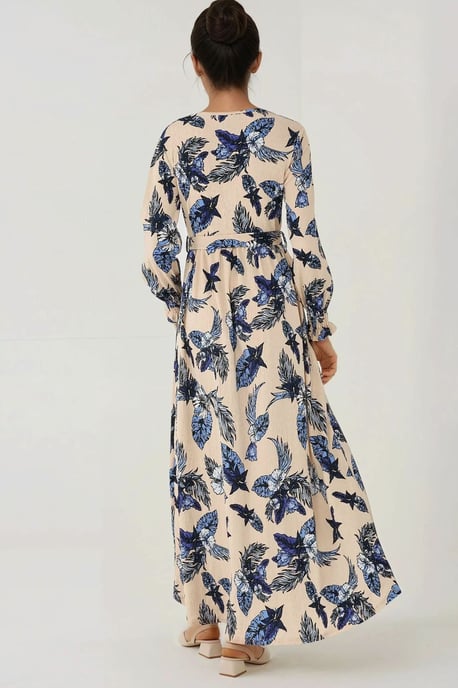 Blumendruck Rundhals Langarm Maxi Kleid - Image 6