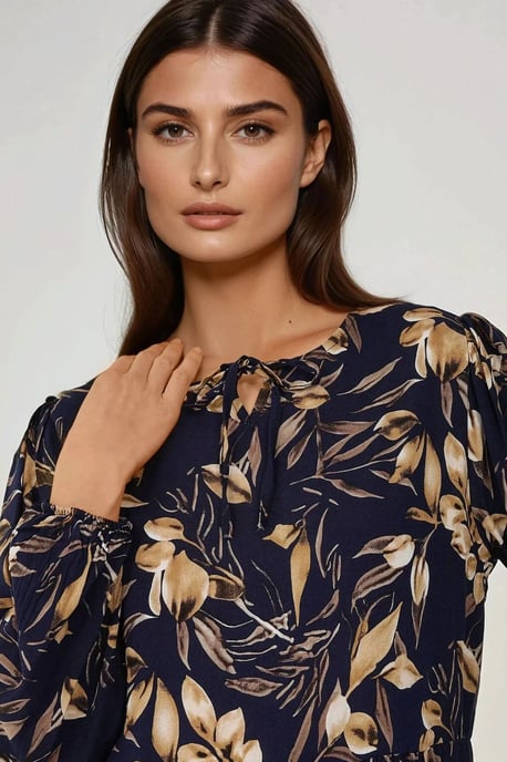 Floral Print Langarm Viskose Maxikleid - Image 5