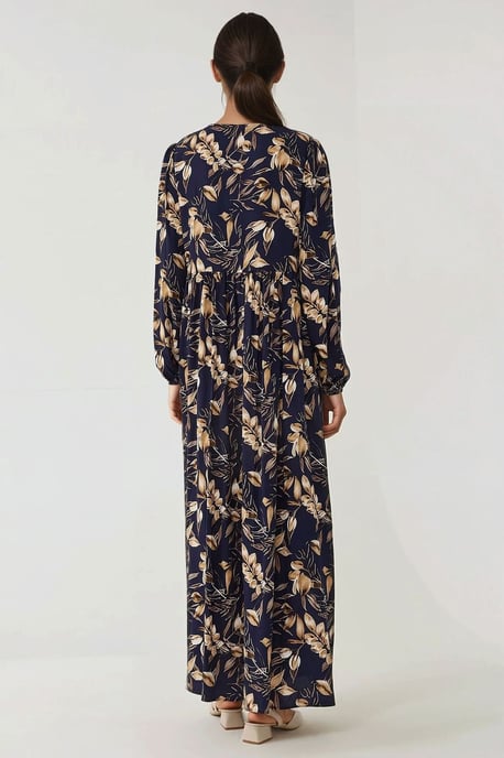 Floral Print Langarm Viskose Maxikleid - Image 6