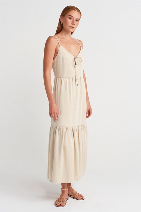 Ärmelloses A-Linie Maxi-Kleid mit Bindegürtel - Image 3