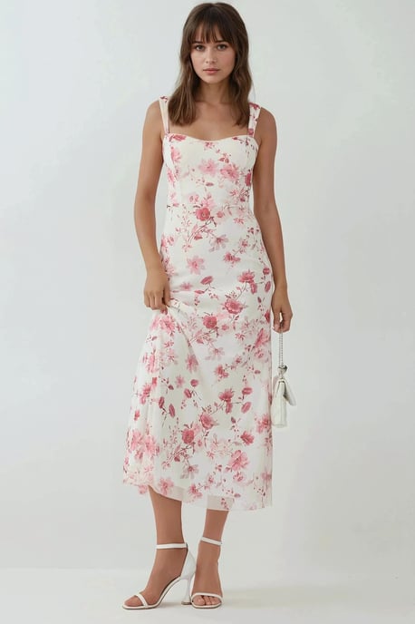 Muster Maxi-Kleid mit Herzkragen - Image 1