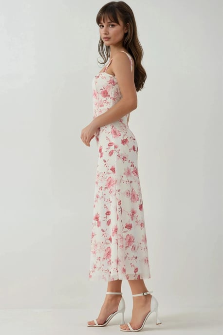 Muster Maxi-Kleid mit Herzkragen - Image 2
