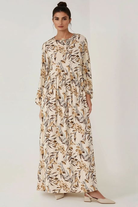 Floral Print Langarm Viskose Maxikleid - Image 3