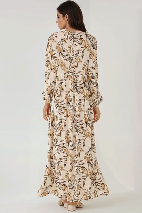 Floral Print Langarm Viskose Maxikleid - Image 5