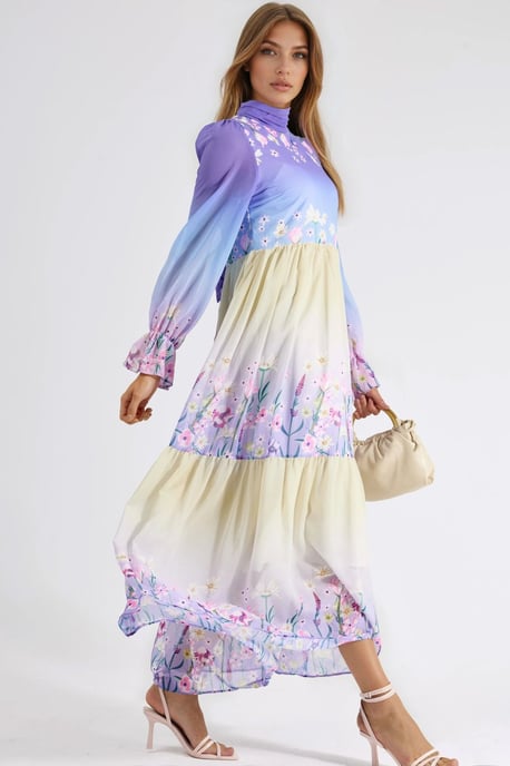 Floral Chiffon-Turtleneck-Maxikleid - Image 4