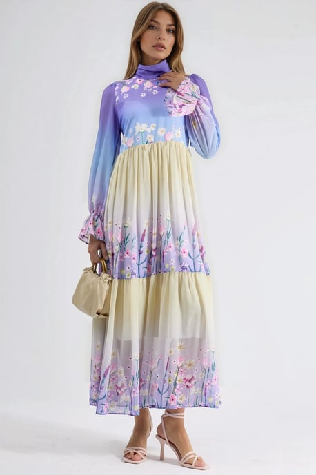 Floral Chiffon-Turtleneck-Maxikleid - Image 6