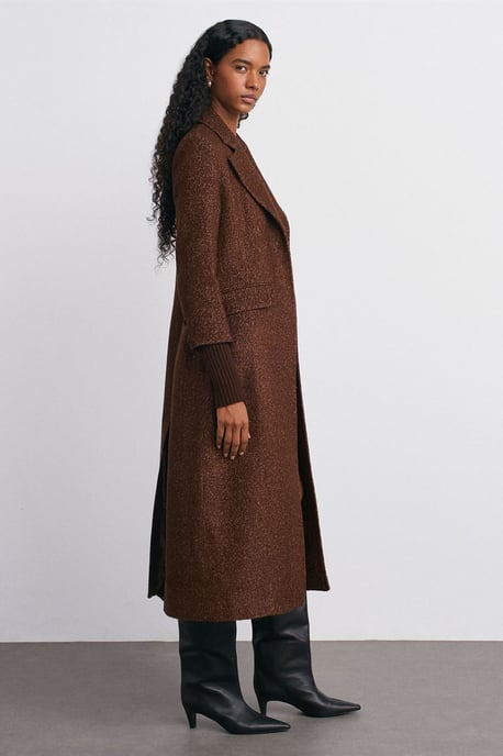 Strukturierter Tweed-Langer Mantel - Image 3