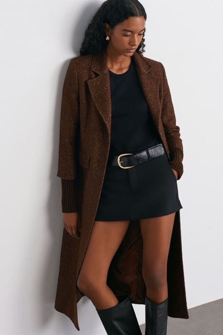 Strukturierter Tweed-Langer Mantel - Image 5