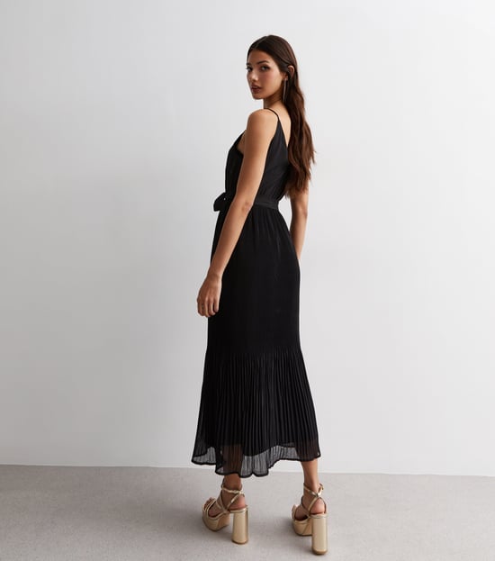 Schwarzes Cami Top plissiertes Midikleid - Image 2