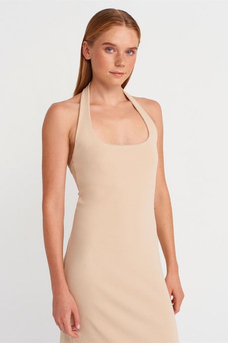 Rippstrick-Halter-Midikleid mit Schlitz - Image 4