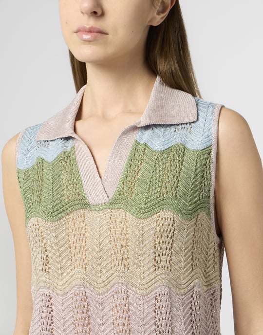 Polo Neck Mini Dress Color Wave - Image 3