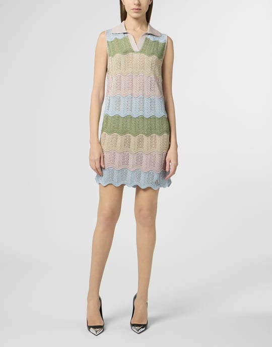 Polo Neck Mini Dress Color Wave - Image 4