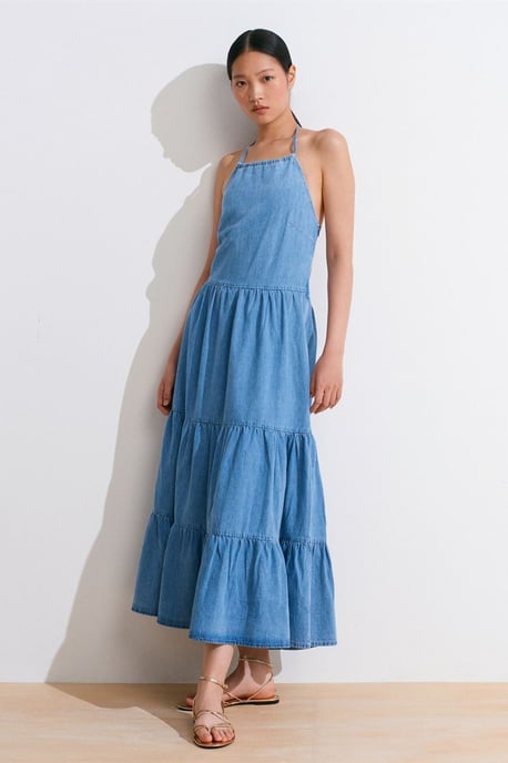 Damen Baumwoll-Denim-Midikleid - Image 2