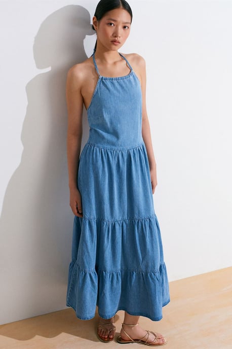 Damen Baumwoll-Denim-Midikleid - Image 4
