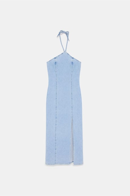 Halter Neck Midi Denim Kleid - Image 4