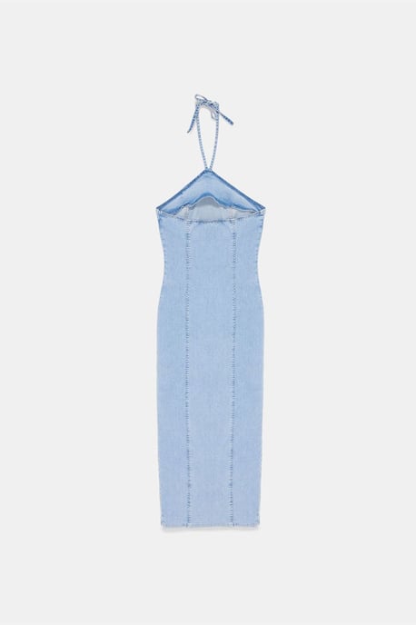 Halter Neck Midi Denim Kleid - Image 5