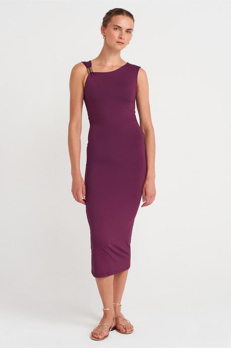 Ärmelloses Bodycon-Midi-Kleid mit Accessoire-Detail - Image 1