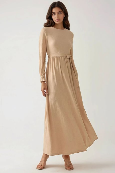 Strukturiertes Maxikleid mit Rundhalsausschnitt - Image 2