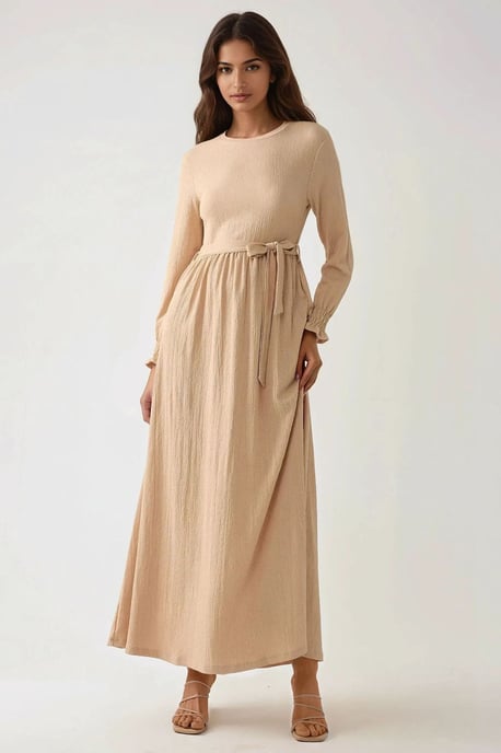 Strukturiertes Maxikleid mit Rundhalsausschnitt - Image 3