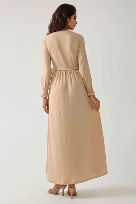 Strukturiertes Maxikleid mit Rundhalsausschnitt - Image 5