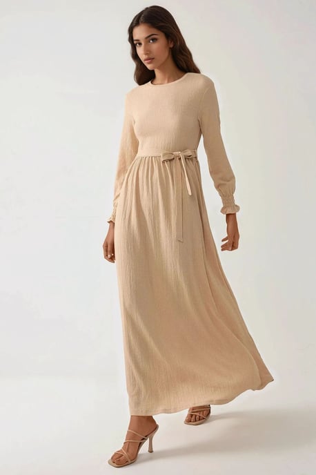 Strukturiertes Maxikleid mit Rundhalsausschnitt - Image 6