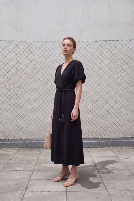 Gepolstertes V-Ausschnitt Maxi-Wickelkleid - Image 2