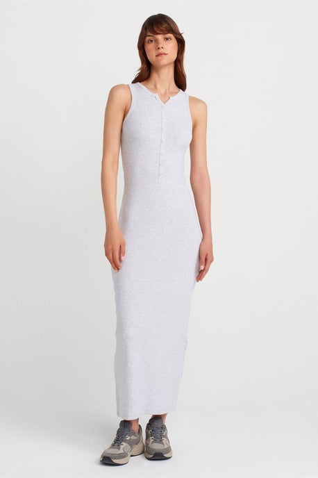 Rippstrick-Baumwollmischung Ärmelloses Maxikleid - Image 1