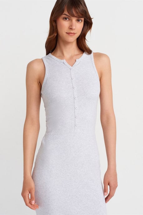 Rippstrick-Baumwollmischung Ärmelloses Maxikleid - Image 4