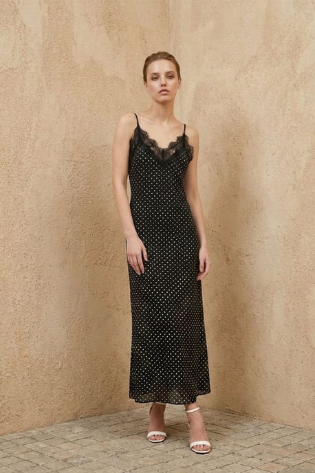 Damen Punktedruck Chiffon Maxikleid - Image 2