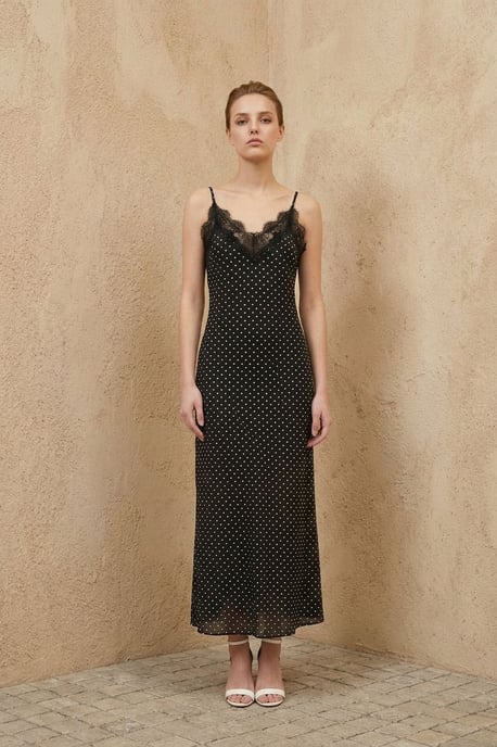 Damen Punktedruck Chiffon Maxikleid - Image 4
