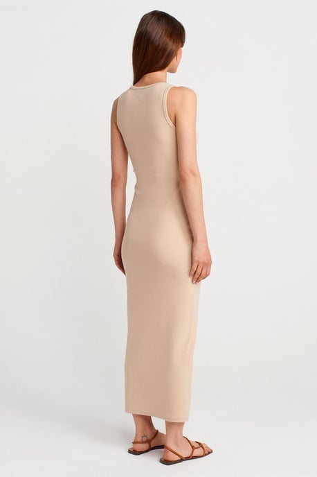 Rippstrick-Baumwollmischung Ärmelloses Maxikleid - Image 2