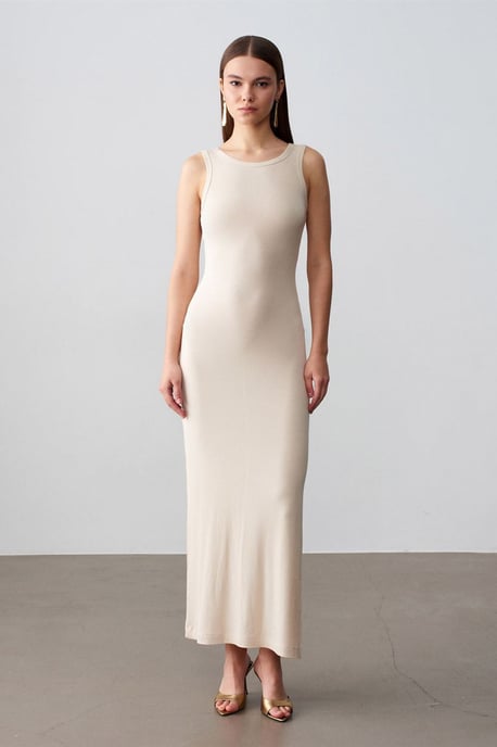 Rippoptik Ärmelloses Bodycon-Maxikleid - Image 1