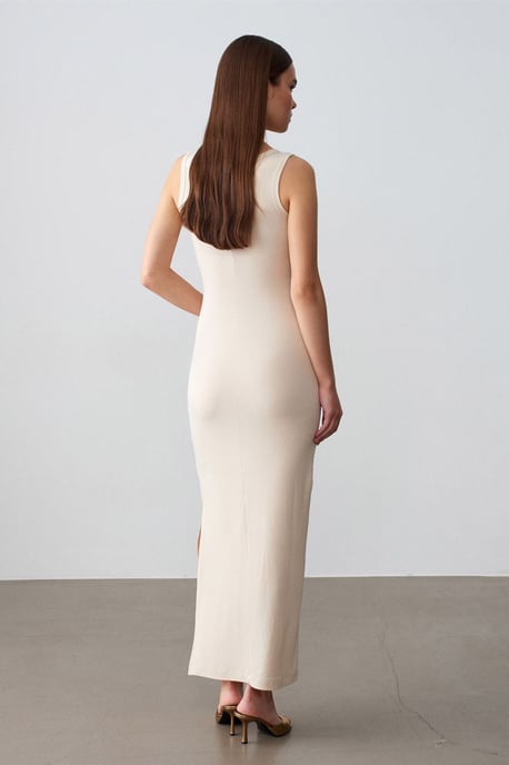 Rippoptik Ärmelloses Bodycon-Maxikleid - Image 2