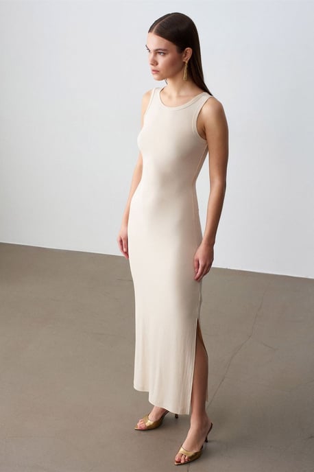 Rippoptik Ärmelloses Bodycon-Maxikleid - Image 4