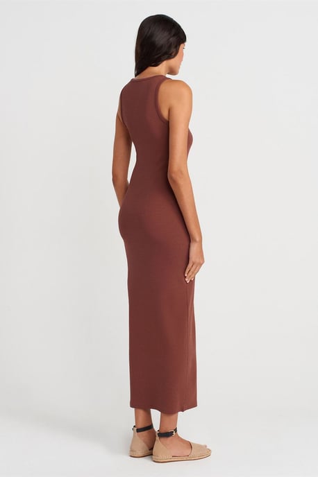 Rippstrick-Baumwollmischung Ärmelloses Maxikleid - Image 2