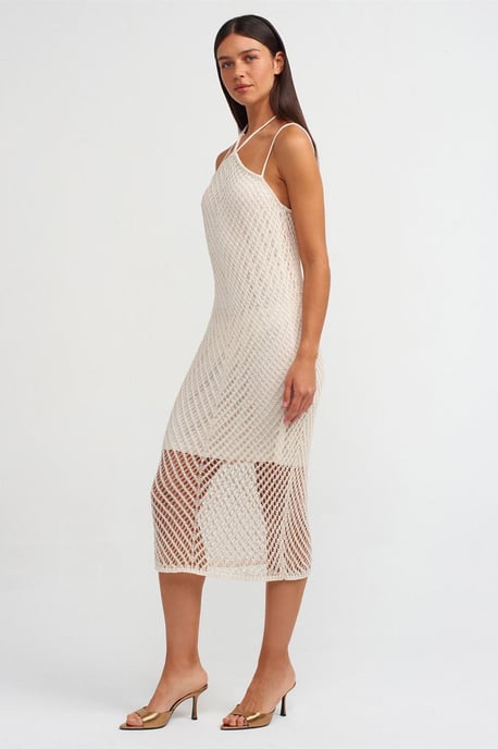 Strukturierte Halter-Midi-Kleid mit Ausschnitten - Image 1