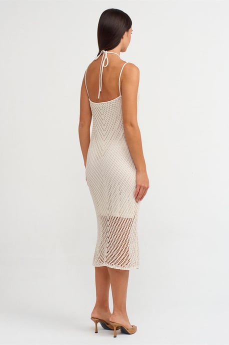 Strukturierte Halter-Midi-Kleid mit Ausschnitten - Image 2