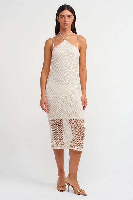 Strukturierte Halter-Midi-Kleid mit Ausschnitten - Image 3