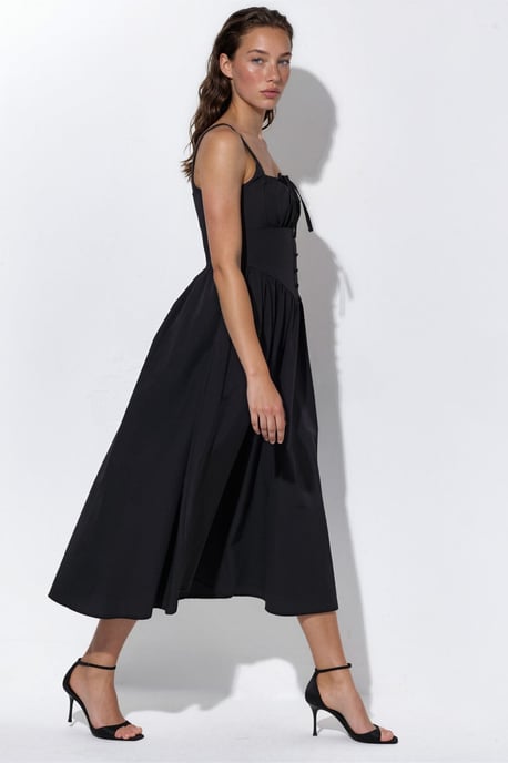 Midi-Kleid mit quadratischem Kragen und Knopfdetails - Image 2