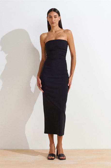 Hüftbetontes Midi-Kleid ohne Träger mit Schlitz - Image 3