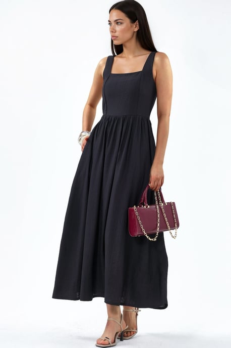 Kombinierbares Midi-Kleid mit quadratischem Kragen - Image 1